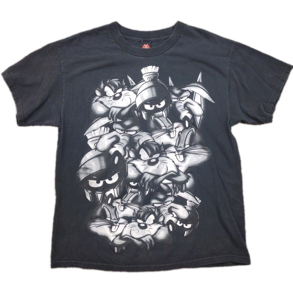 Warner Brothers Shirt Taz Bugs Marvin Fifth Sun Black Tee Size L Vintage WB